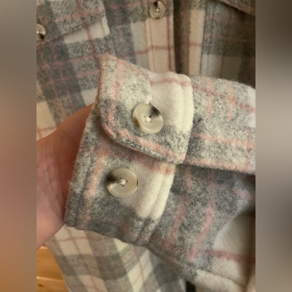 Anthropologie If By Sea Bobbie Plaid Oversized Pink and grey XL Jacket/ Coat NWT - Picture 9 of 11
